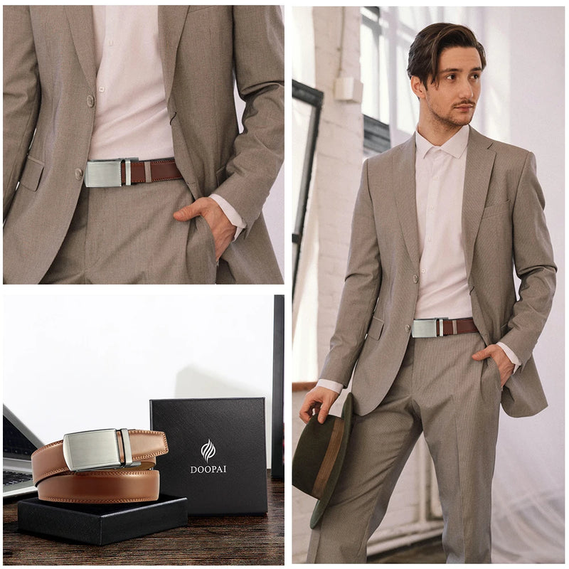 👔 Cinto de Couro com Catraca – Ajuste Perfeito, Estilo Sofisticado