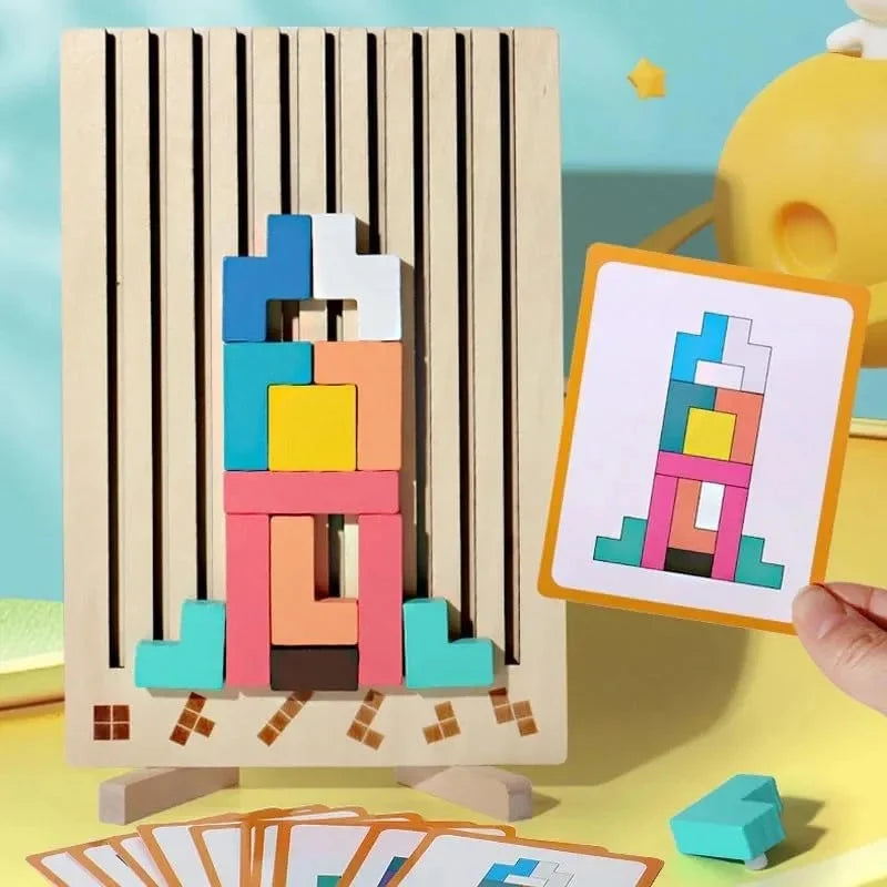🧩 Tetris de Madeira Montessori – Brincar e Aprender com Diversão!