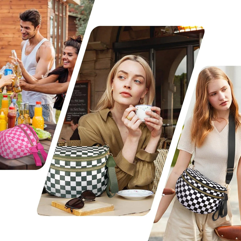 👜 Checked In – Bolsa Sling Oversized em Crescente